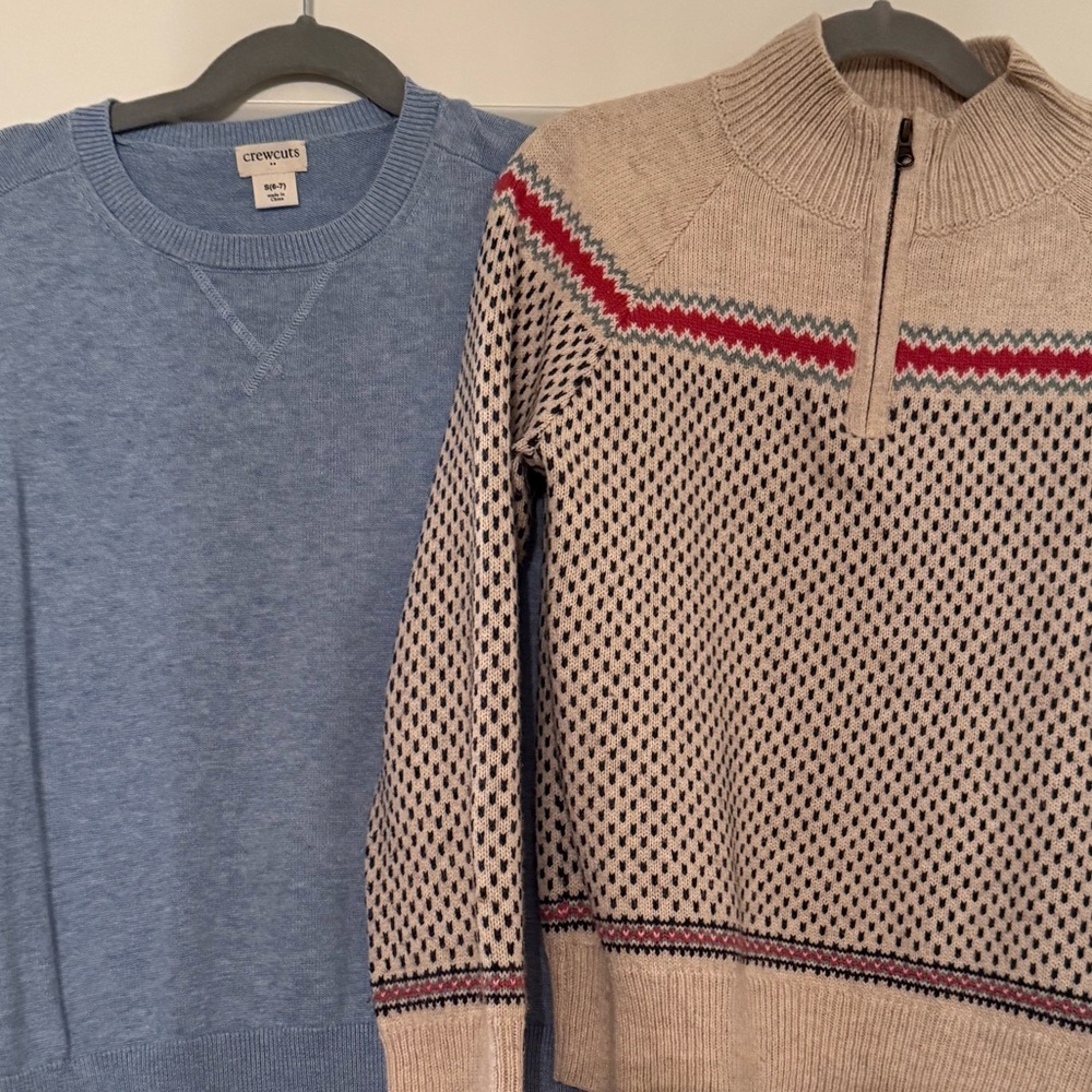 Two boys Crewcuts sweaters, size small.